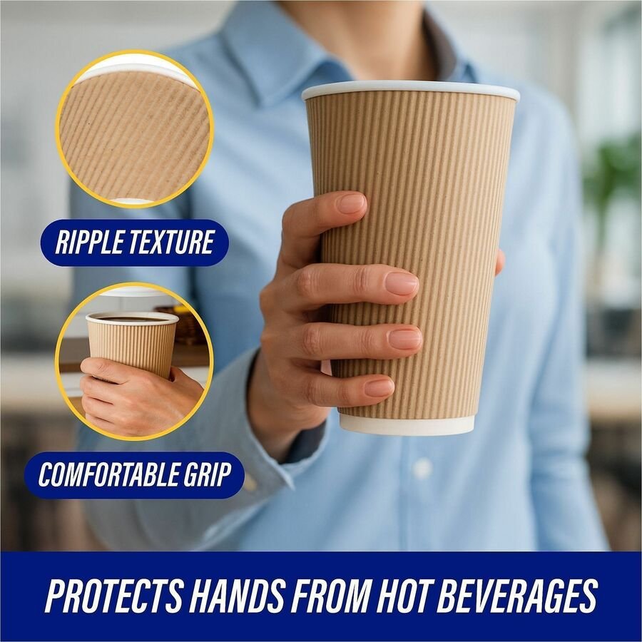 Genuine Joe 16 oz Rippled Hot Cups - Image 2