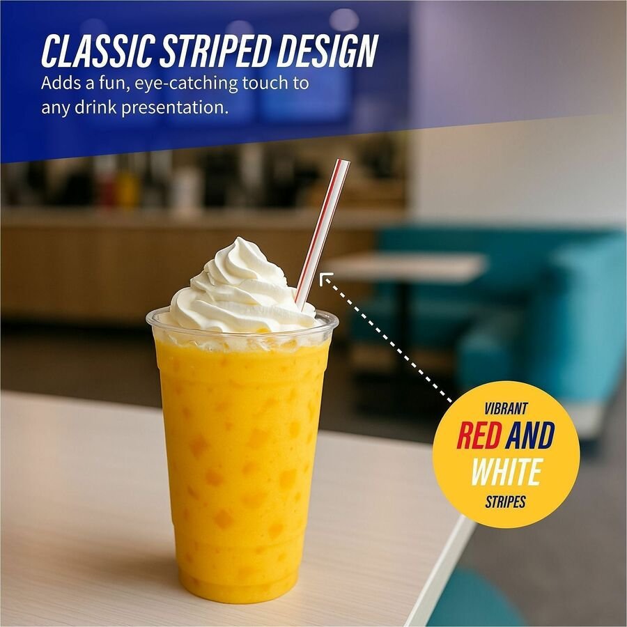 Genuine Joe Jumbo Striped Straws - Image 2
