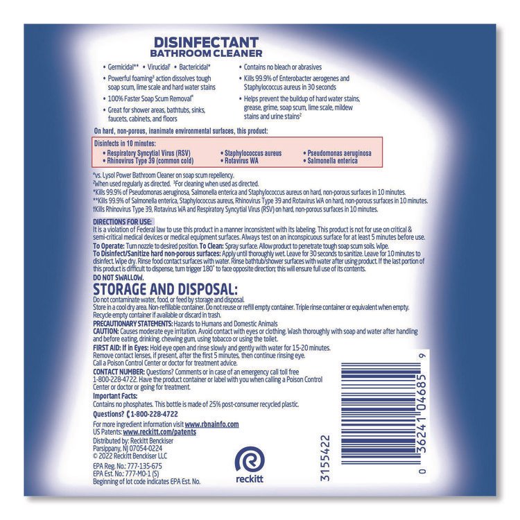 Professional LYSOL® Brand Disinfectant Bathroom Cleaner - Image 5