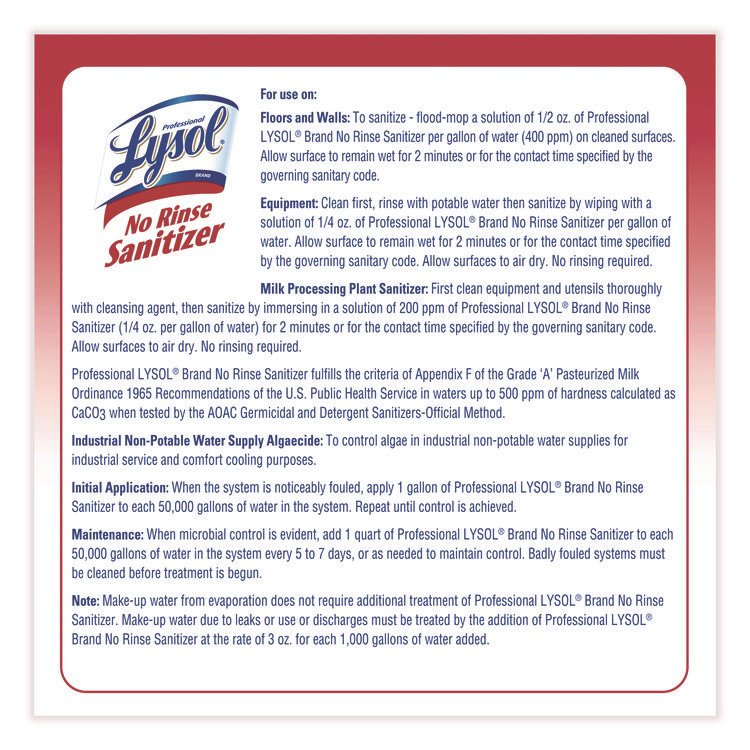 Professional LYSOL® Brand No-Rinse Sanitizer Concentrate - Image 4