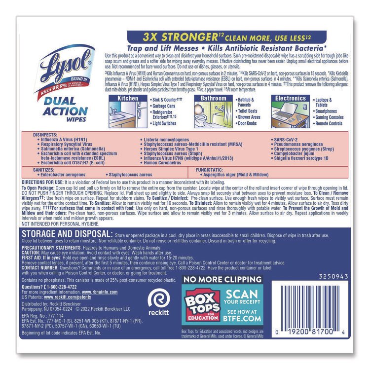 LYSOL® Brand Dual Action™ Disinfecting Wipes - Image 6