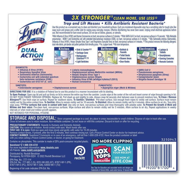 LYSOL® Brand Dual Action™ Disinfecting Wipes - Image 7