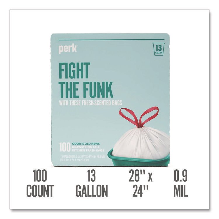Perk™ Scented Drawstring Tall Kitchen Trash Bags - Image 2