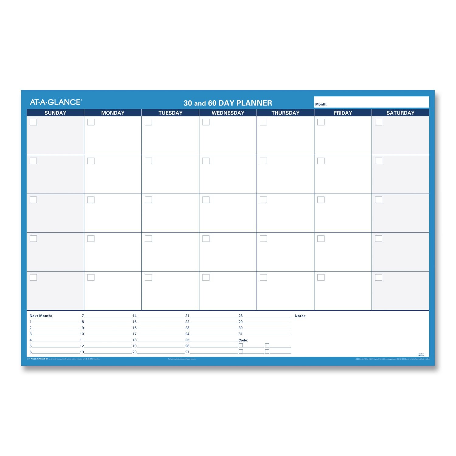 AT-A-GLANCE® 30/60-Day Undated Horizontal Erasable Wall Planner - Image 2