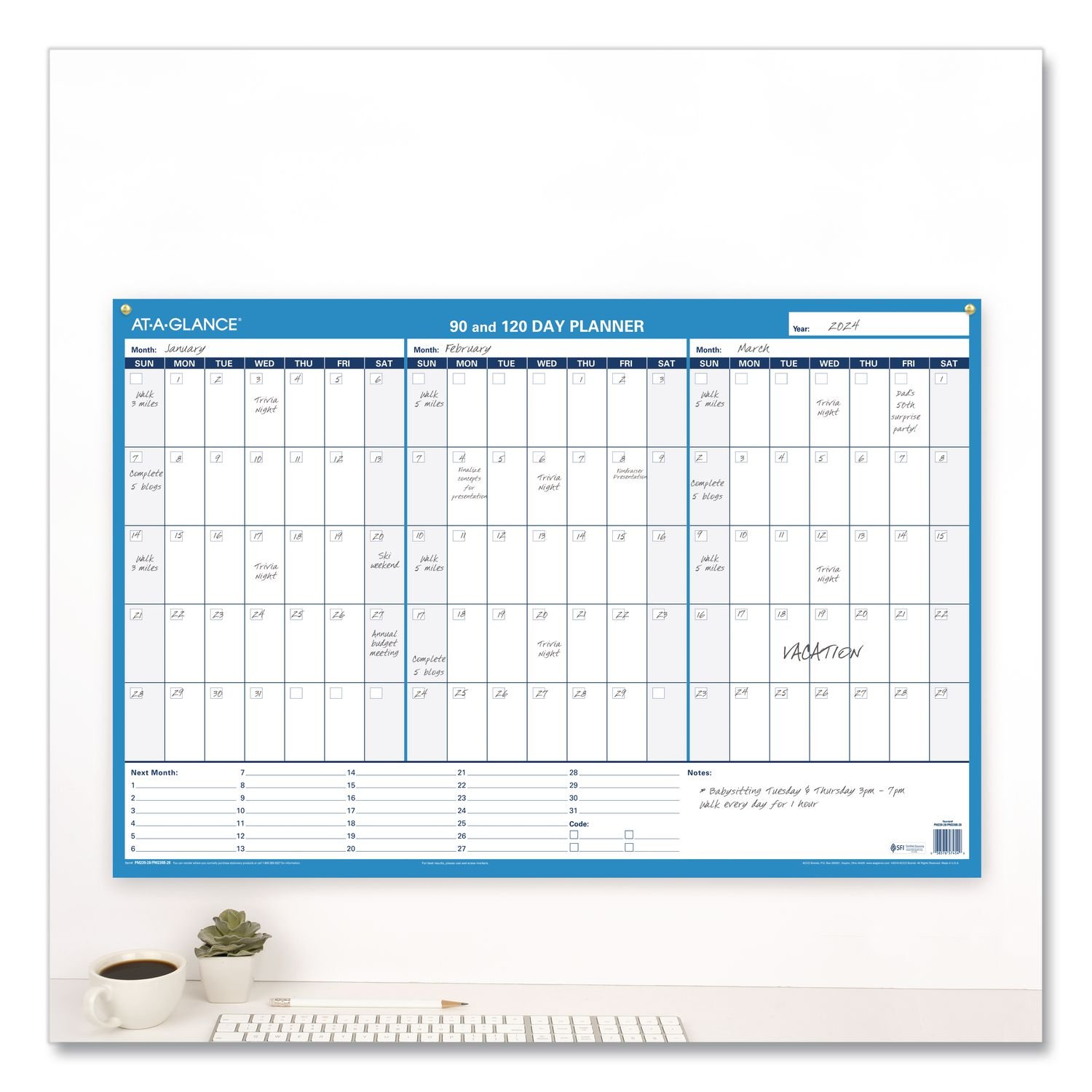 AT-A-GLANCE® 90/120-Day Undated Horizontal Erasable Wall Planner - Image 4