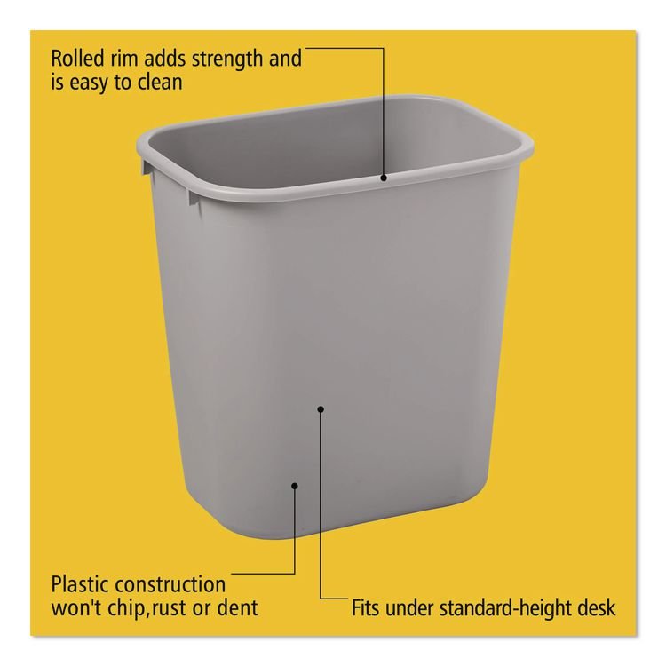 Rubbermaid® Commercial Deskside Plastic Wastebasket - Image 3