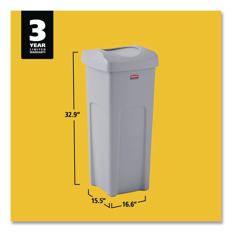 Rubbermaid® Commercial Universal Square Trash Can with Swing Lid - Image 2
