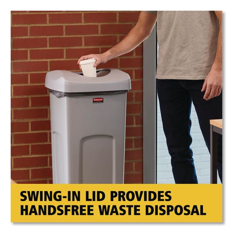Rubbermaid® Commercial Universal Square Trash Can with Swing Lid - Image 6