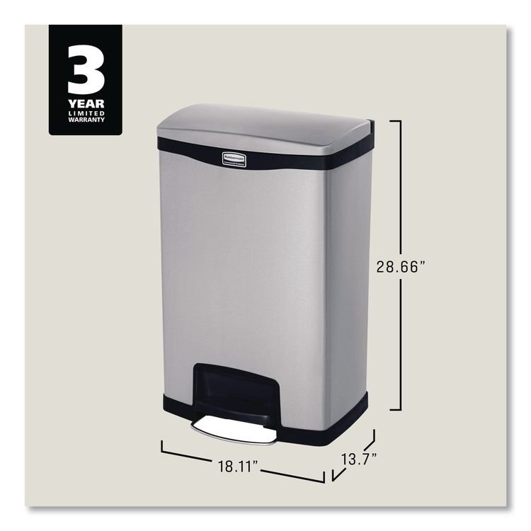 Rubbermaid® Commercial Slim Jim Stainless Steel Step-On Container - Image 3