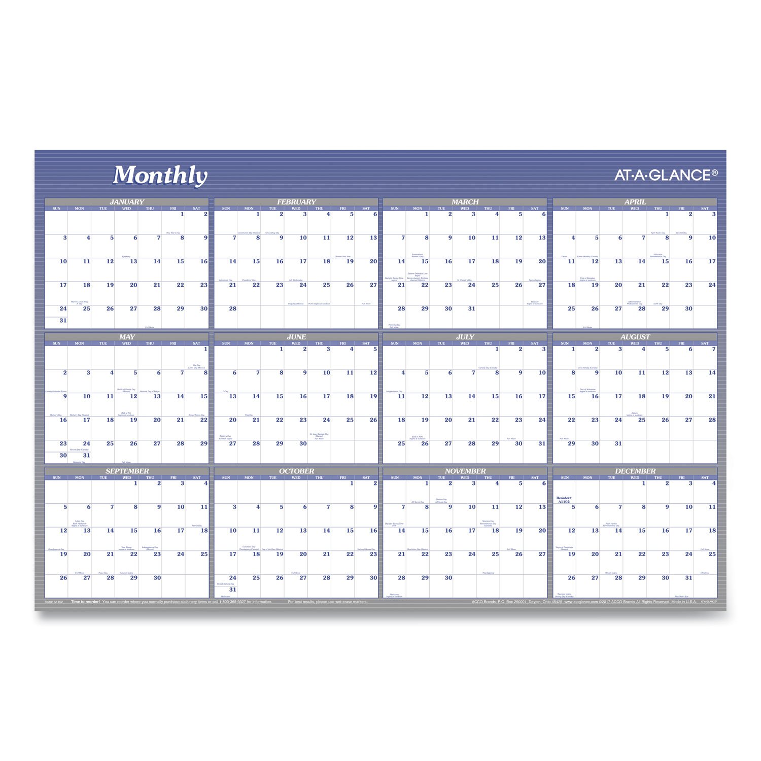AT-A-GLANCE® Vertical/Horizontal Erasable Quarterly/Monthly Wall Planner - Image 2