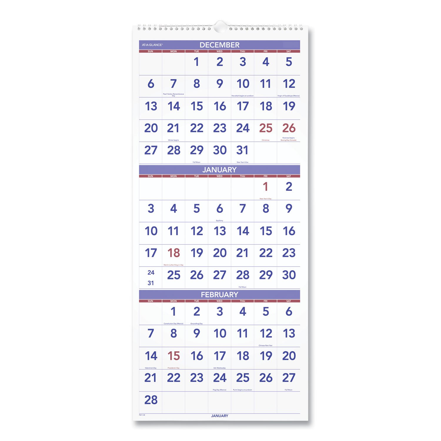 AT-A-GLANCE® Deluxe Three-Month Reference Wall Calendar