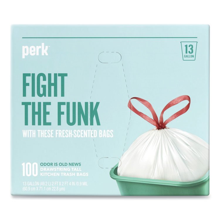 Perk™ Scented Drawstring Tall Kitchen Trash Bags