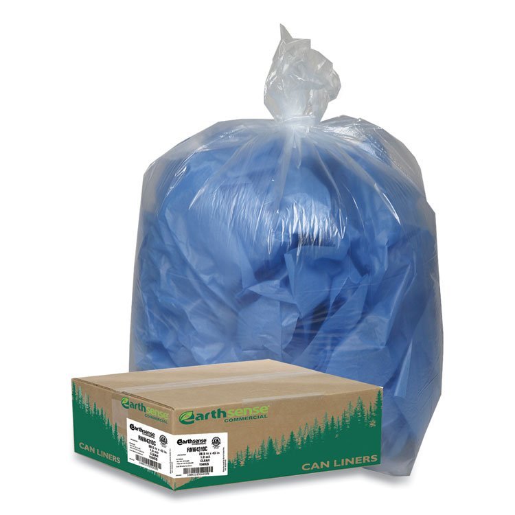 Earthsense® Commercial Linear Low Density Clear Recycled Can Liners