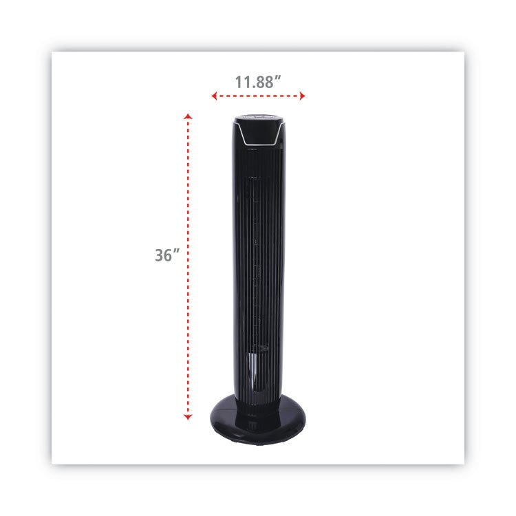 Alera® 36" 3-Speed Oscillating Tower Fan with Remote Control - Image 2